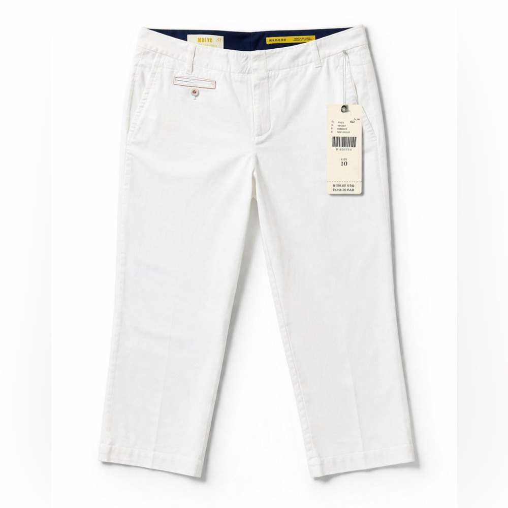 Maeve Anthropologie Cropped Pants Size 10 NWT $138 White Stretch Ankle Pants